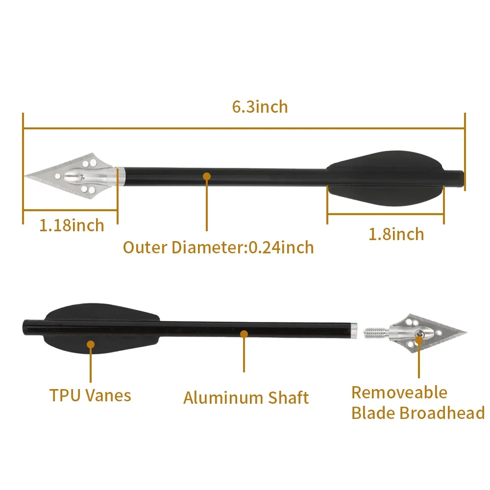 6pcs Aluminium Arrow 6.3 Inch  - Crossbow Bolt Broadhead ulasan dan harga