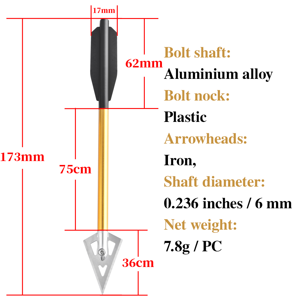 6/12pcs Short Arrow Aluminum C - Crossbow Bolt Broadhead ulasan dan harga
