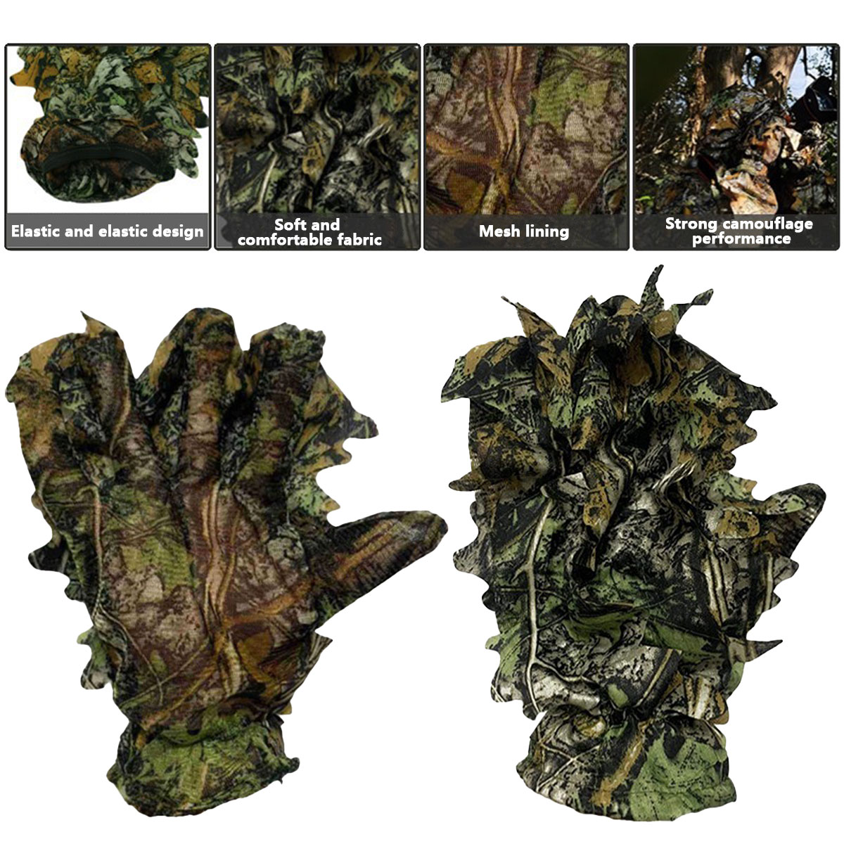 3D Camouflage Leaf Hunting Glo - Outdoor Hunting Gloves ulasan dan harga